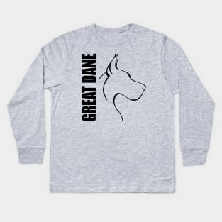 Great Dane profile dog lover Kids Long Sleeve T-Shirt